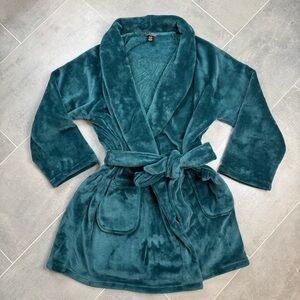Victoria's Secret Plush Bath Robe Women's XL/XXL Green Cozy Short Robe VGUC
